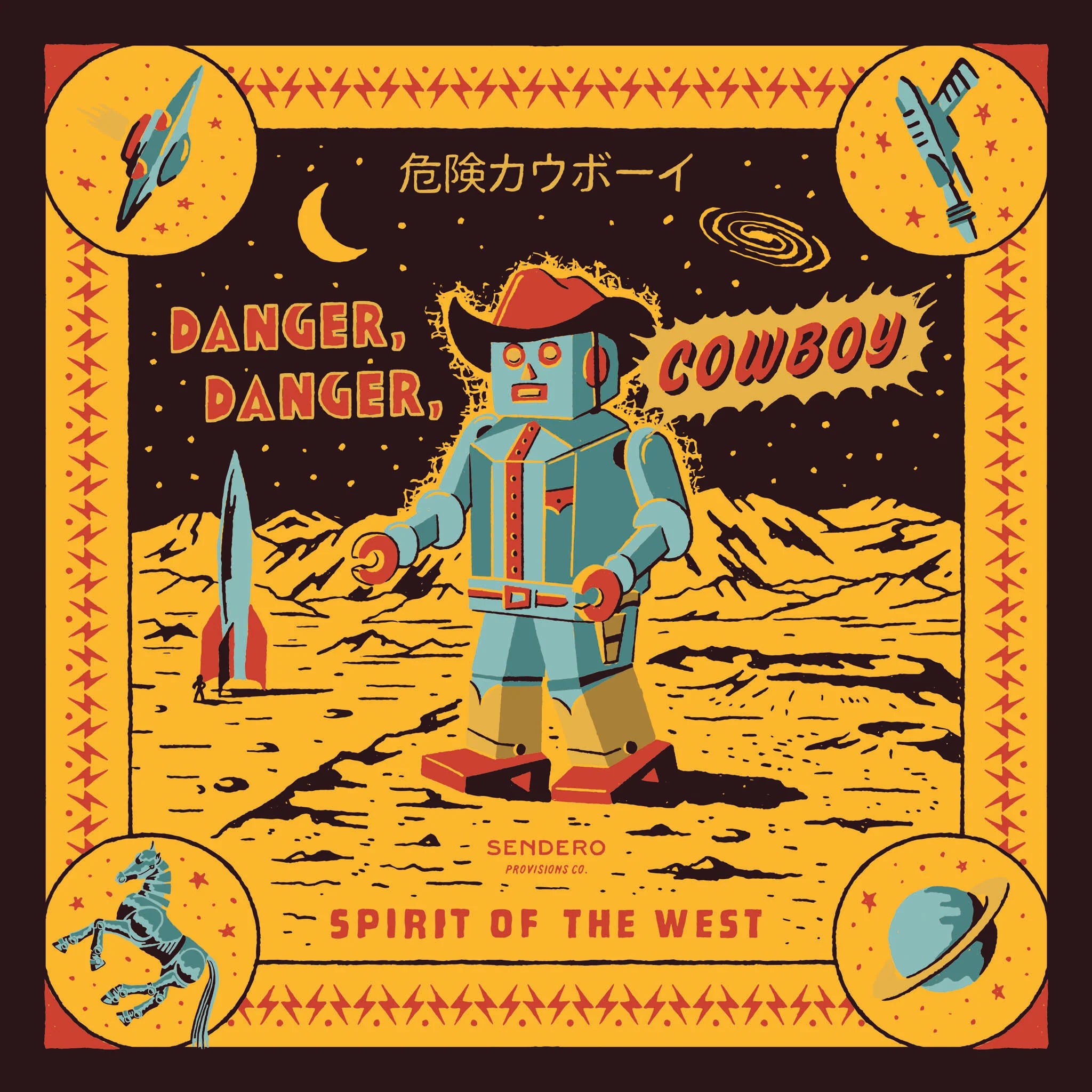 Danger Cowboy Bandana- Gold