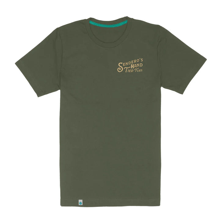 Hand Tied Flies T-Shirt- Army Green