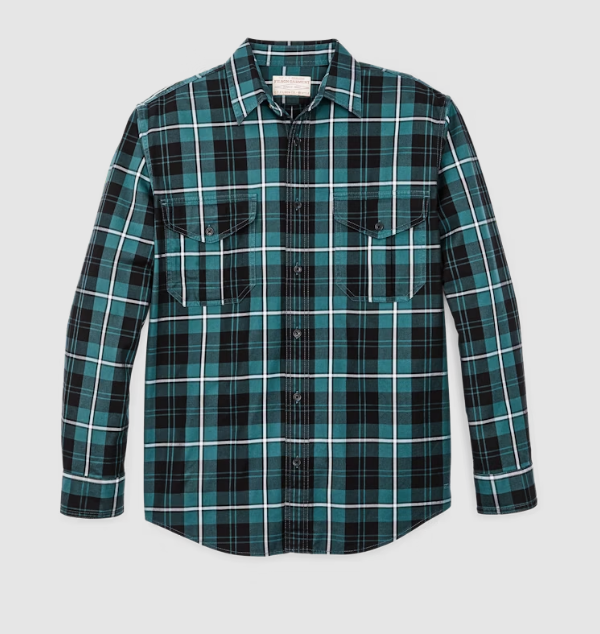 Lightweight Alaskan Guide Shirt- Petrol/Black/White Plaid