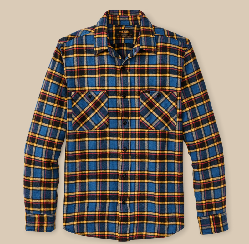 The Rangeland Flannel Long Sleeve Shirt- Blue/Yellow/Multi Plaid