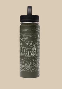Metal Water Bottle- Green/Wildlife