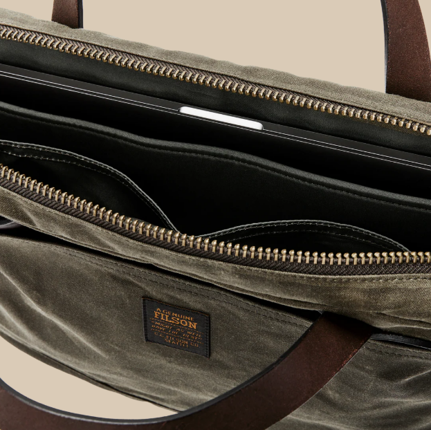 Tin Cloth Compact Briefcase - Otter Green