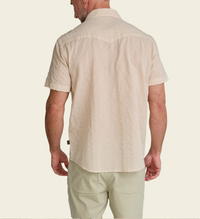 H Bar B Snapshirt- Eyelet Stripe/Off White