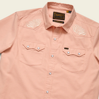 Crosscut Deluxe Short Sleeve Snapshirt- Seagrass/Coral Oxford