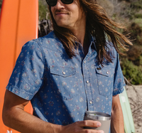H Bar B Snapshirt- Bouquets/Washed Indigo
