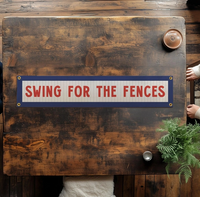 Swing For the Fences Felt Sign Banner- Navy/Red
