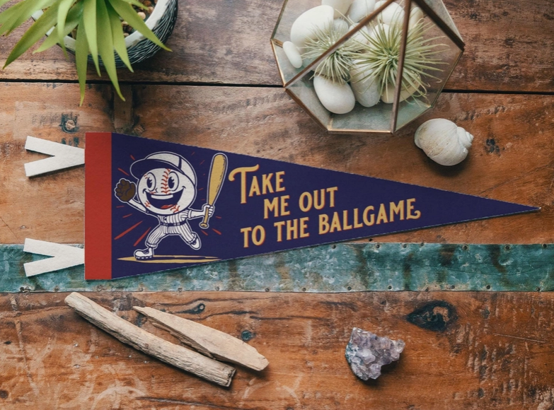 Take Me Out To the Ballgame Pennant- Blue