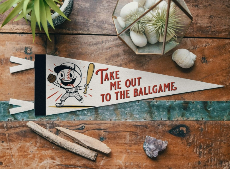 Take Me Out To the Ballgame Pennant- White