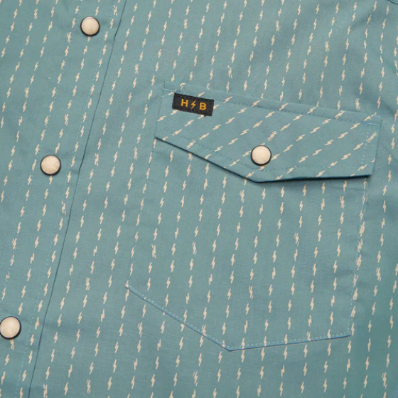 H Bar B Short Sleeve Snapshirt- Power Lines/Smoke Blue