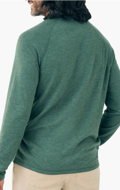 Cloud Long Sleeve Henley Shirt- Deep Fern Heather