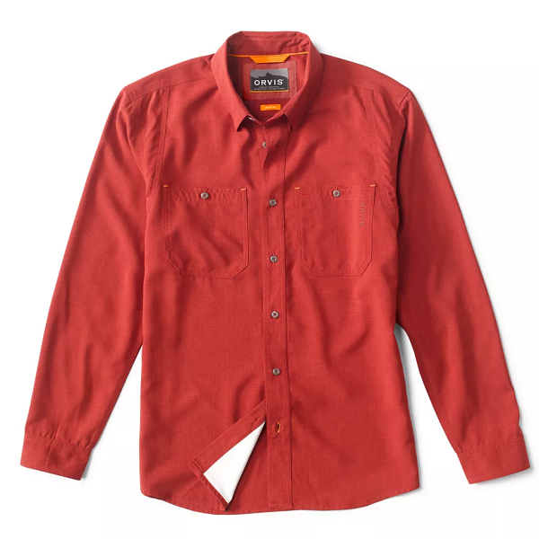 Tech Chambray Long Sleeve Work Shirt- Paprika