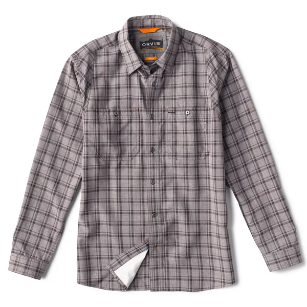 Tech Chambray Plaid Long Sleeve Shirt- Titanium