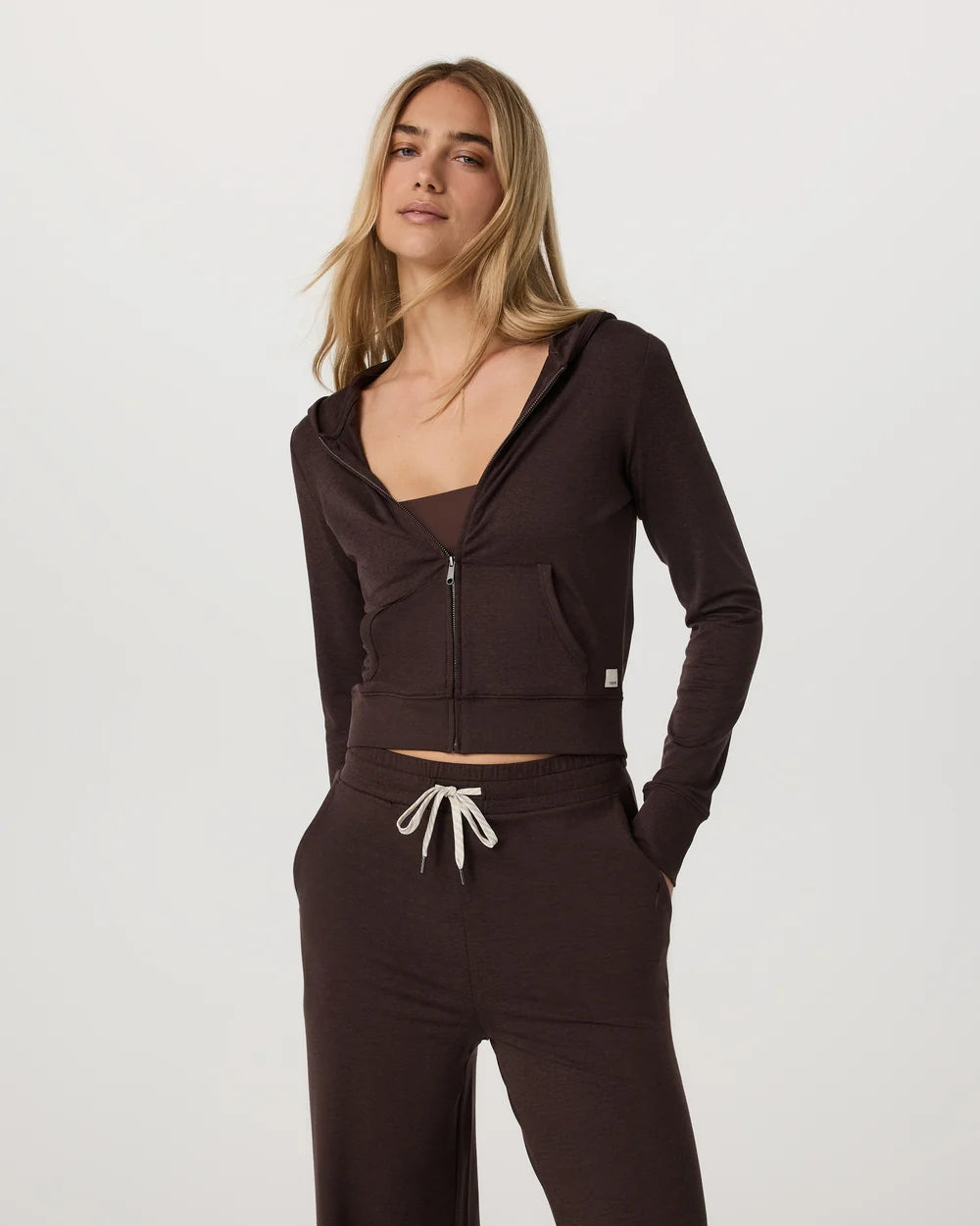 Women's Halo Mini Full Zip Hoodie - Java Heather