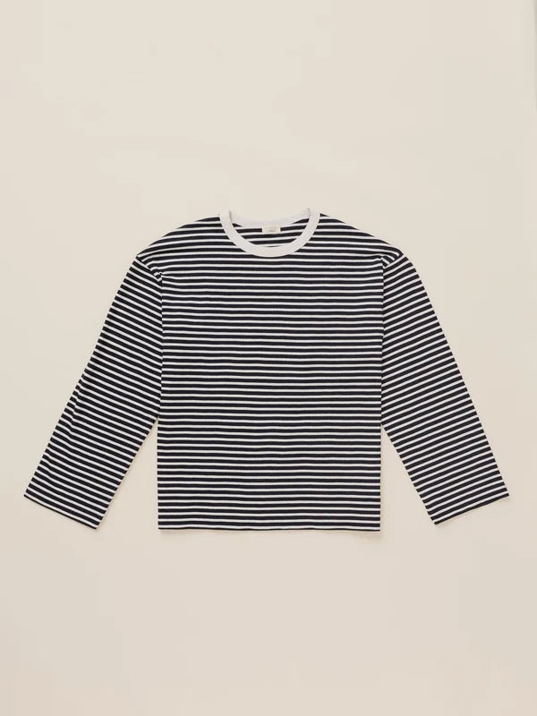 Sunwashed Long Sleeve  Retro Tee - Inkwell Stripe