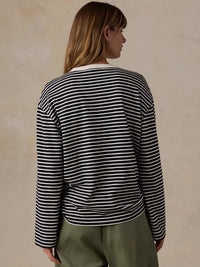 Sunwashed Long Sleeve  Retro Tee - Inkwell Stripe