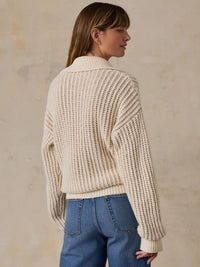 Women's Heirloom Cotton Sweater Polo - Cream