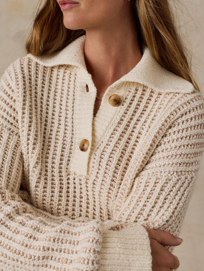 Women's Heirloom Cotton Sweater Polo - Cream