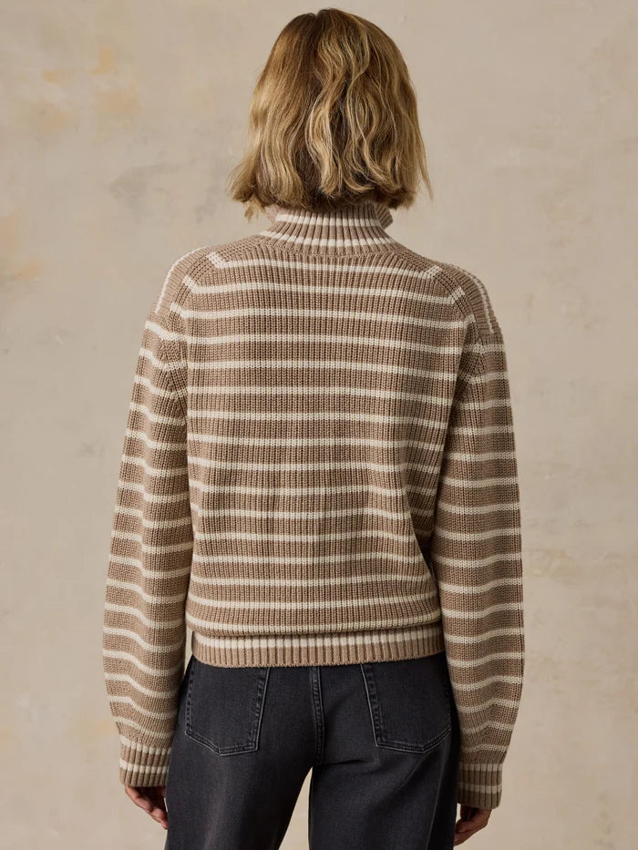 Women's Northshore Quarter Zip - Oatmeal Stripe