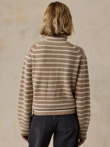 Women's Northshore Quarter Zip - Oatmeal Stripe