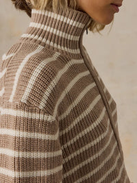 Women's Northshore Quarter Zip - Oatmeal Stripe