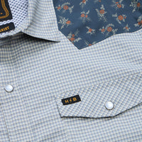 H Bar B Tech Long Sleeve Shirt- Rancher Floral Smoke Blue