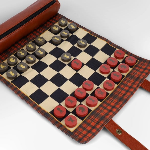 Pendleton Chess & Checkers Set -Red/Black Check