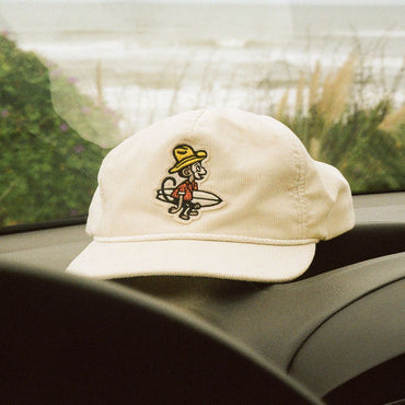 El Monito Surfs Snapback Hat- Off White Cord