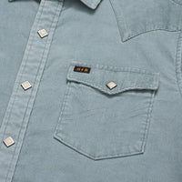 Banning Corduroy Long Sleeve Snapshirt- Iron Blue