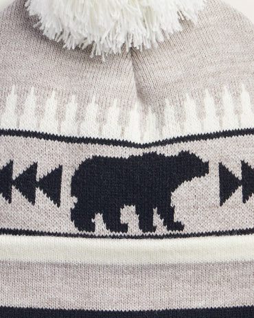 Retro Scene Beanie- Bear/Light Grey