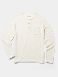 Waffle Henley Long Sleeve Shirt- Birch