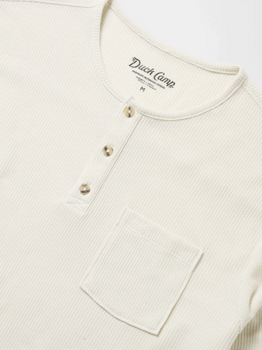 Waffle Henley Long Sleeve Shirt- Birch