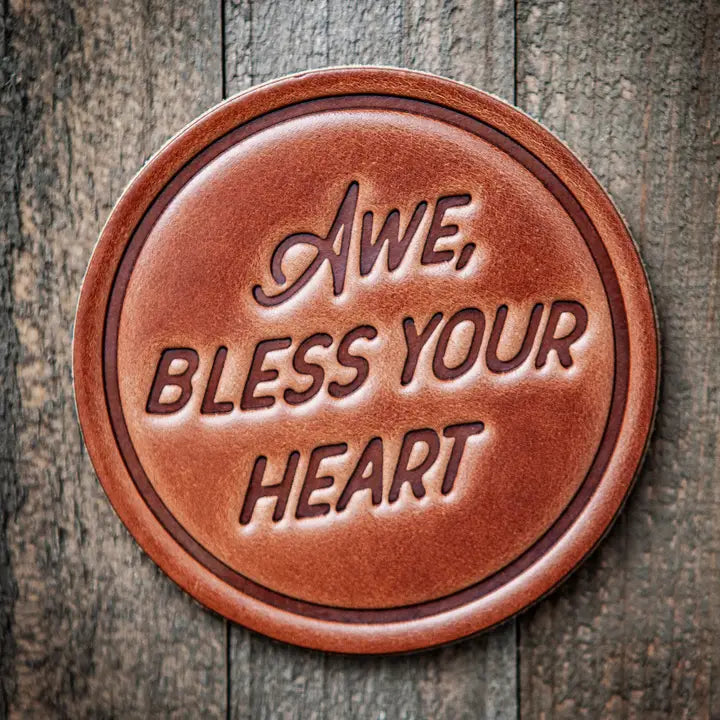 Bless Your Heart Leather Coaster