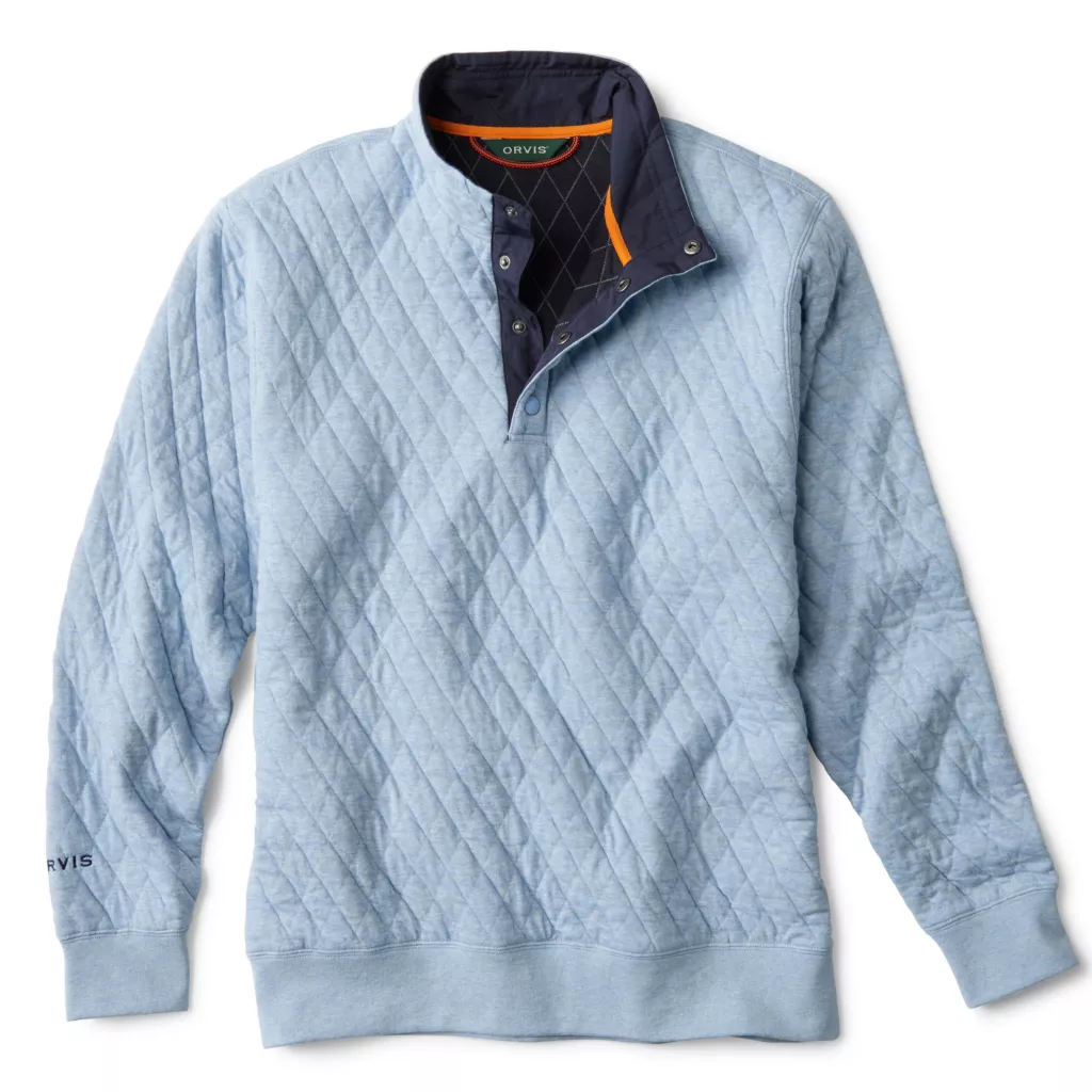 Quilted Snap Sweatshirt - Blue Fog