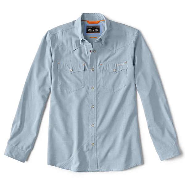 Tech Chambray Western Shirt- Blue Fog