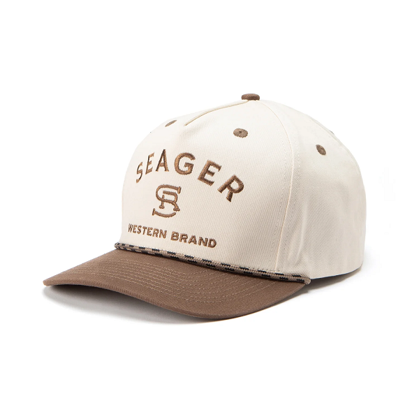 Branded Snapback- Cream/Brown