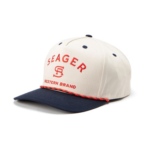 Branded Snapback- Cream/Navy