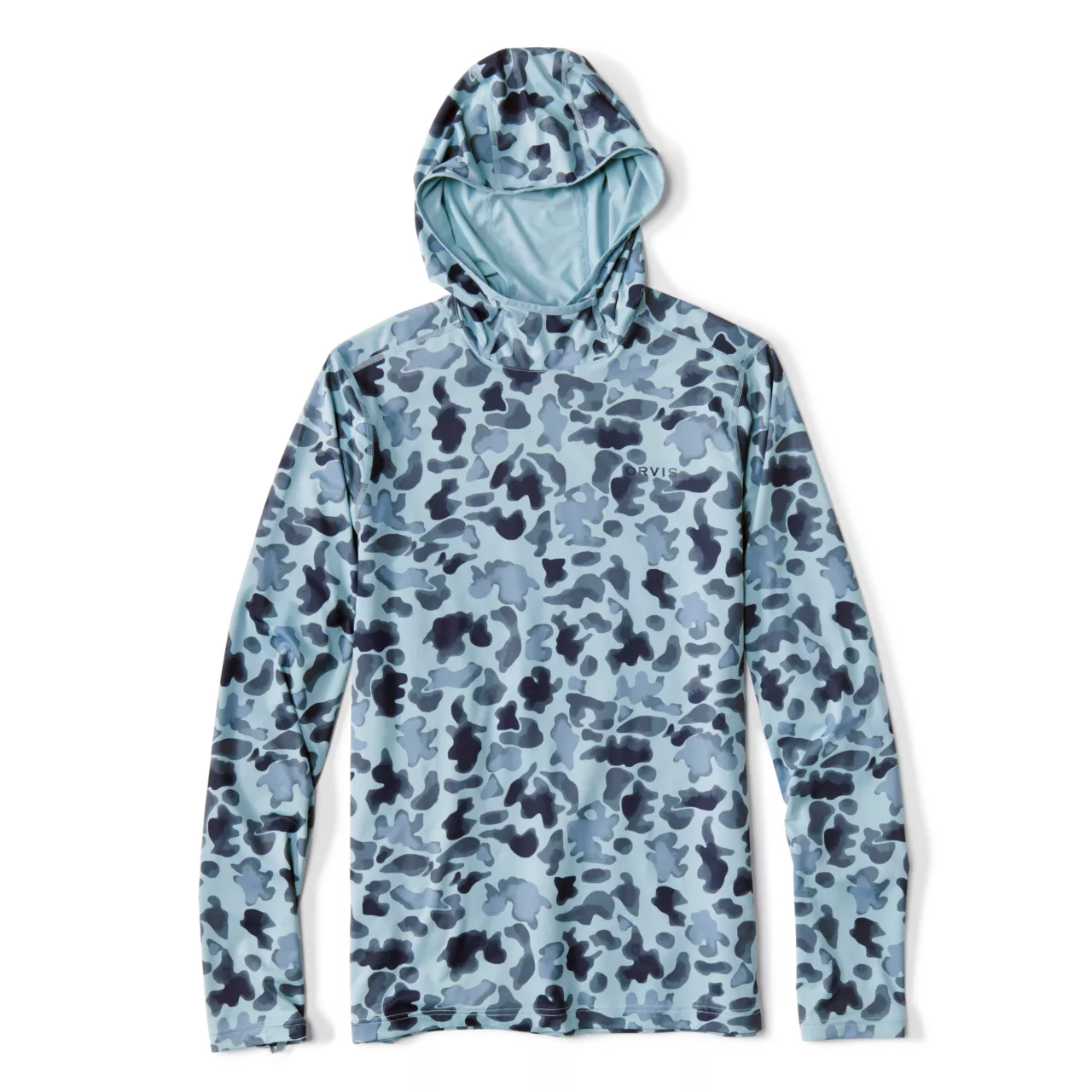 Printed Sun Defense Hoodie- Blue White Cloud Camo