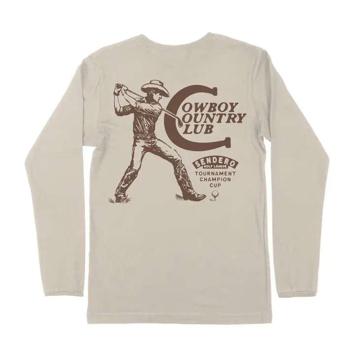 Cowboy Country Club Long Sleeve T-Shirt- Sand