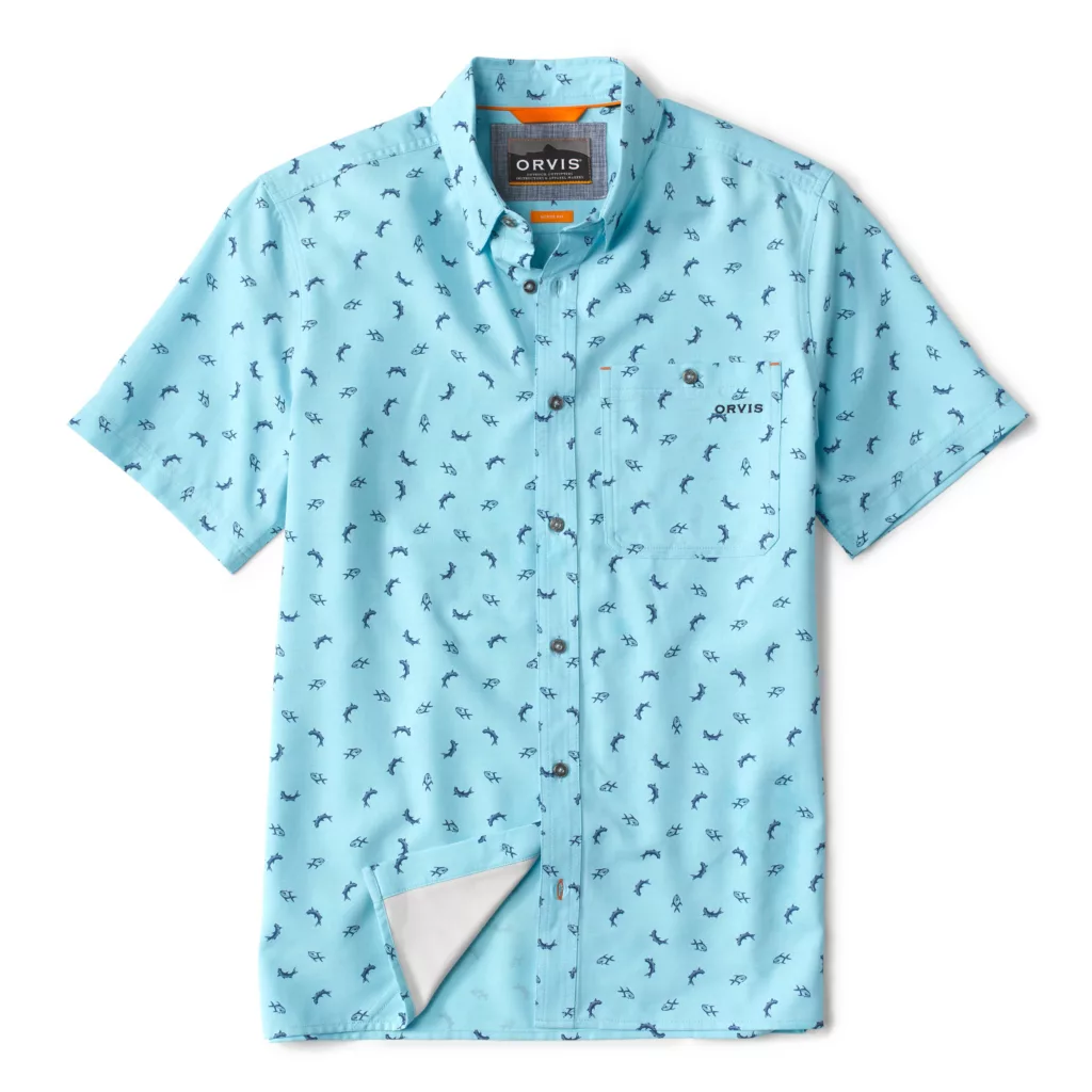 Printed Tech Chambray Short Sleeve- Cloud Blue