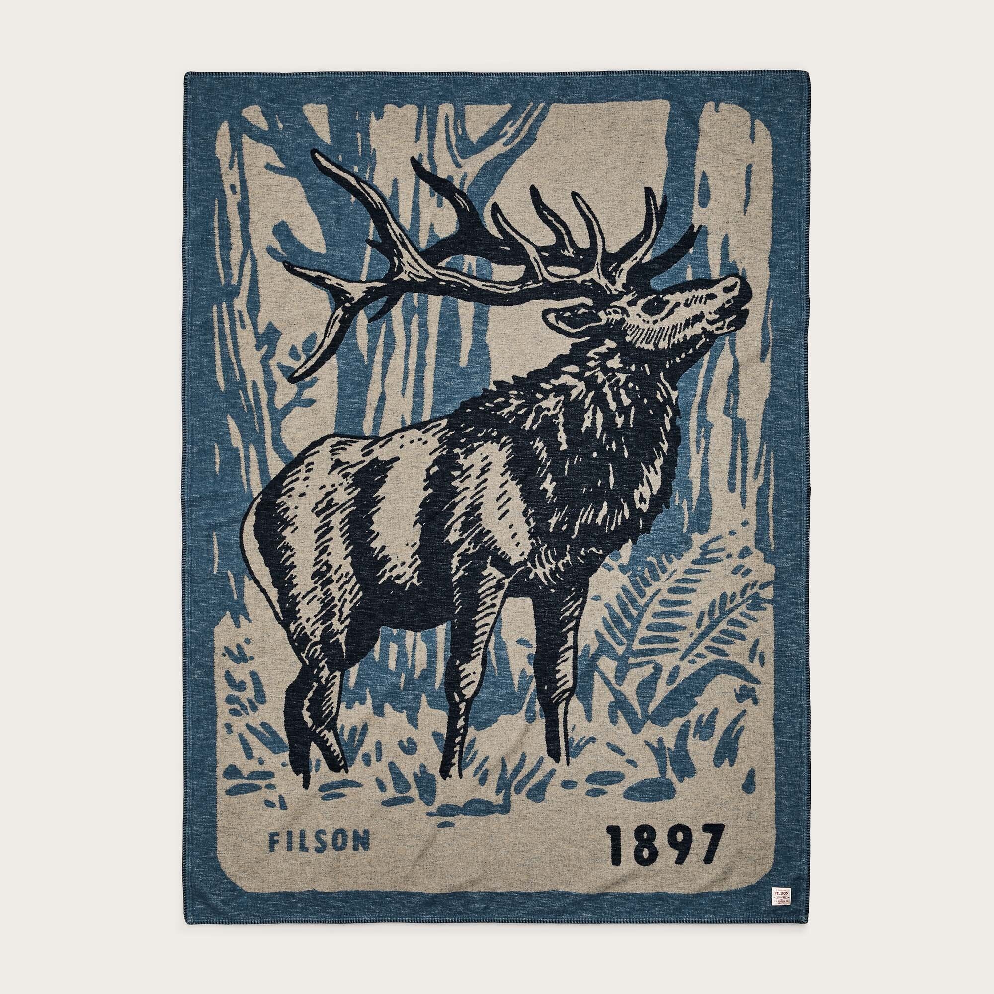 Cotton Blanket- Blue/Elk Woods