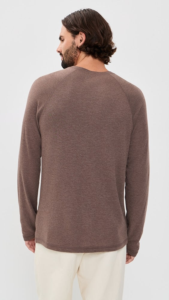 Cloud Long Sleeve Henley Shirt- Brown Woods Heather