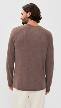 Cloud Long Sleeve Henley Shirt- Brown Woods Heather