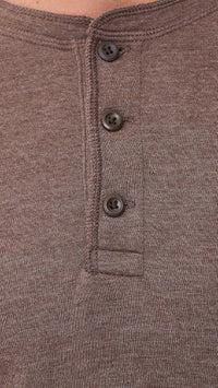 Cloud Long Sleeve Henley Shirt- Brown Woods Heather