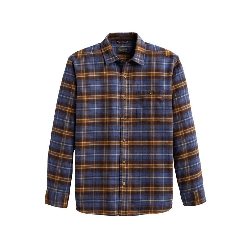 Fremont Flannel- Indigo/Brown/Gold Plaid