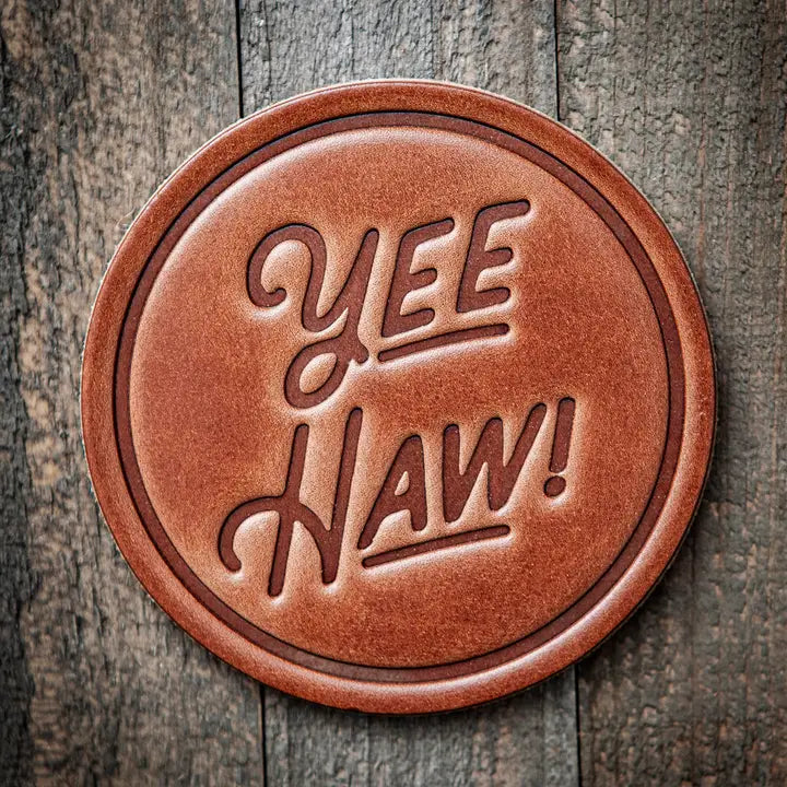 Yeehaw! Leather Coaster