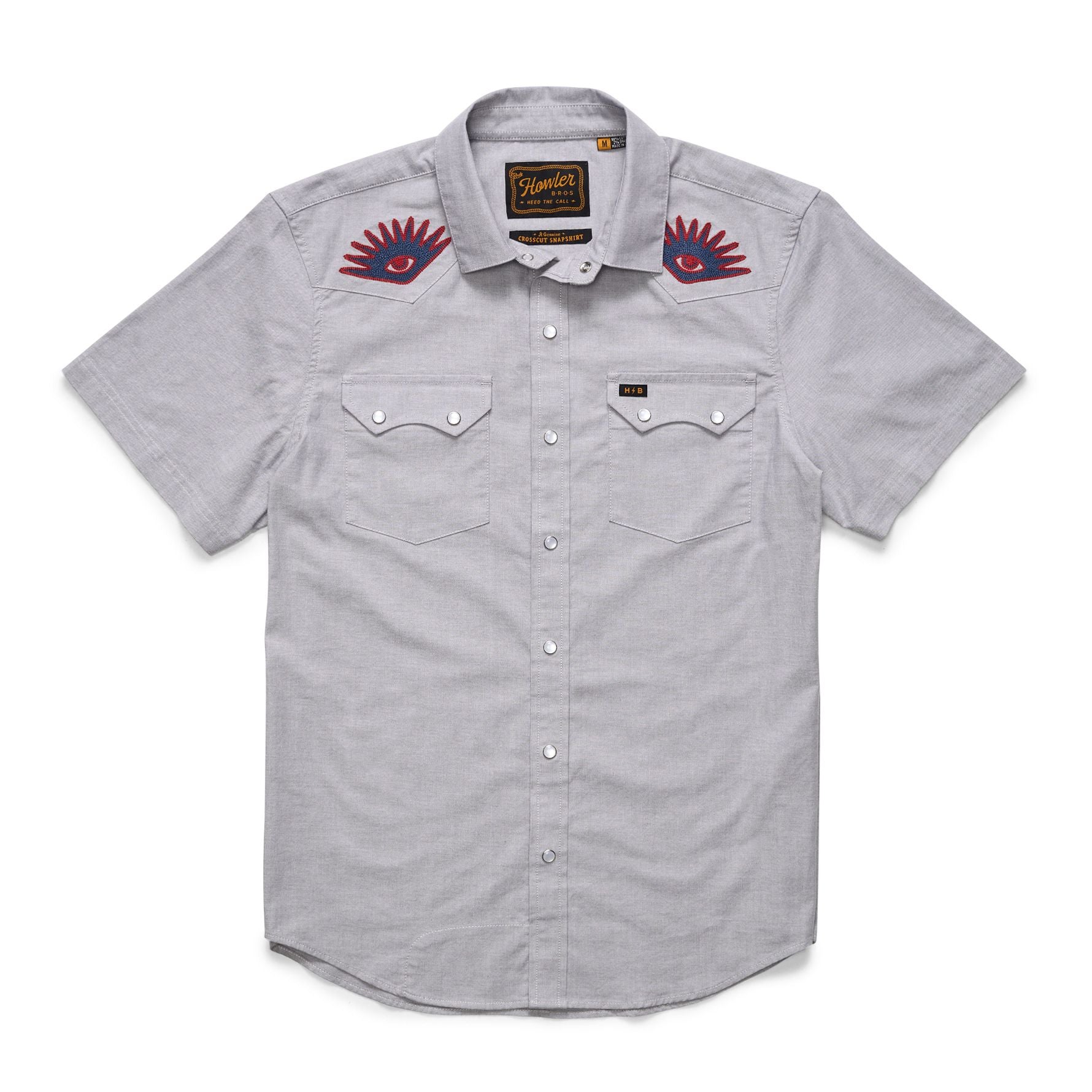 Crosscut Deluxe Short Sleeve Snapshirt- High Times/Light Grey