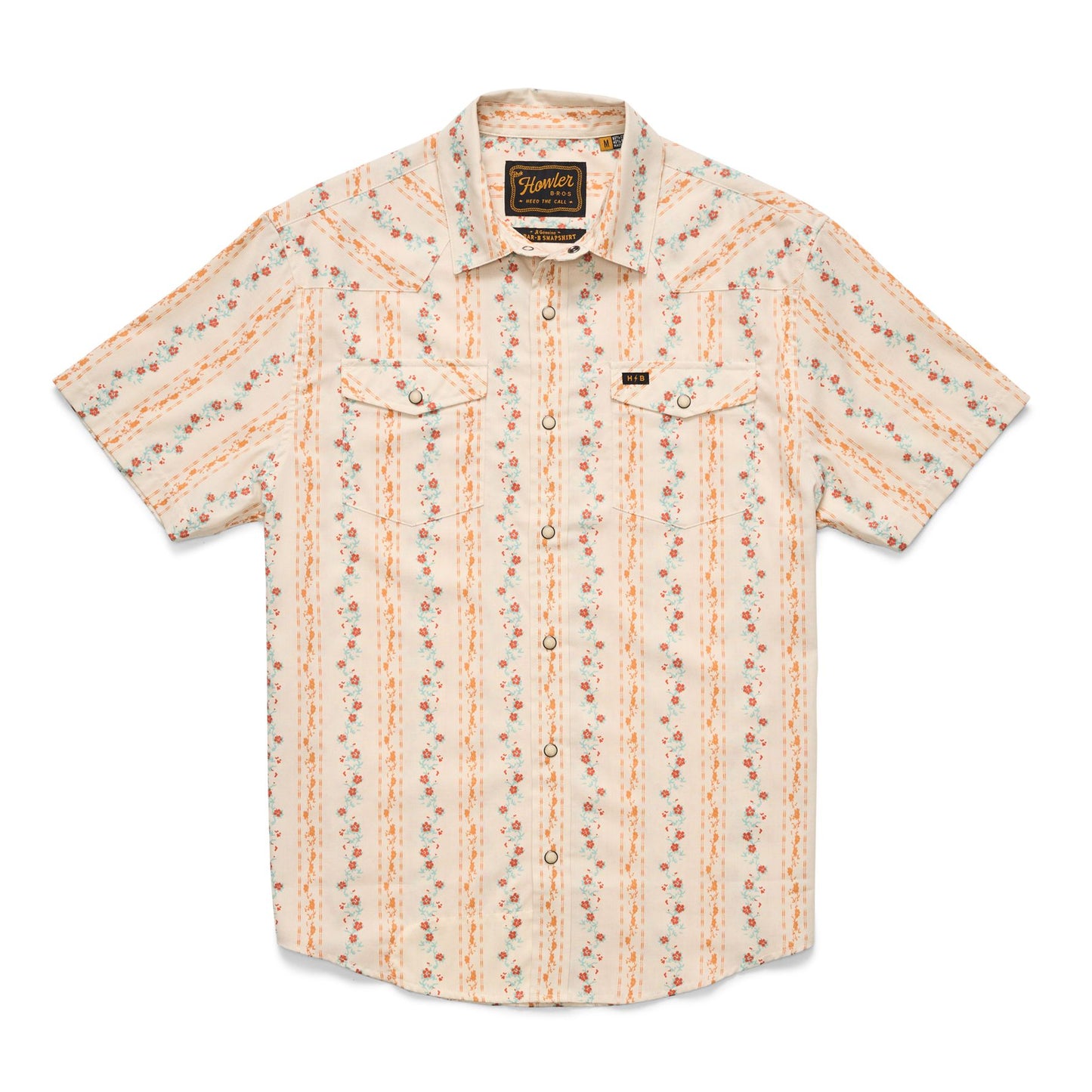 H Bar B Snapshirt- Hibiscus Ribbon/Riverbed Oxford