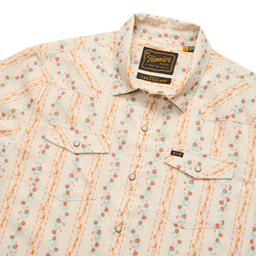 H Bar B Snapshirt- Hibiscus Ribbon/Riverbed Oxford