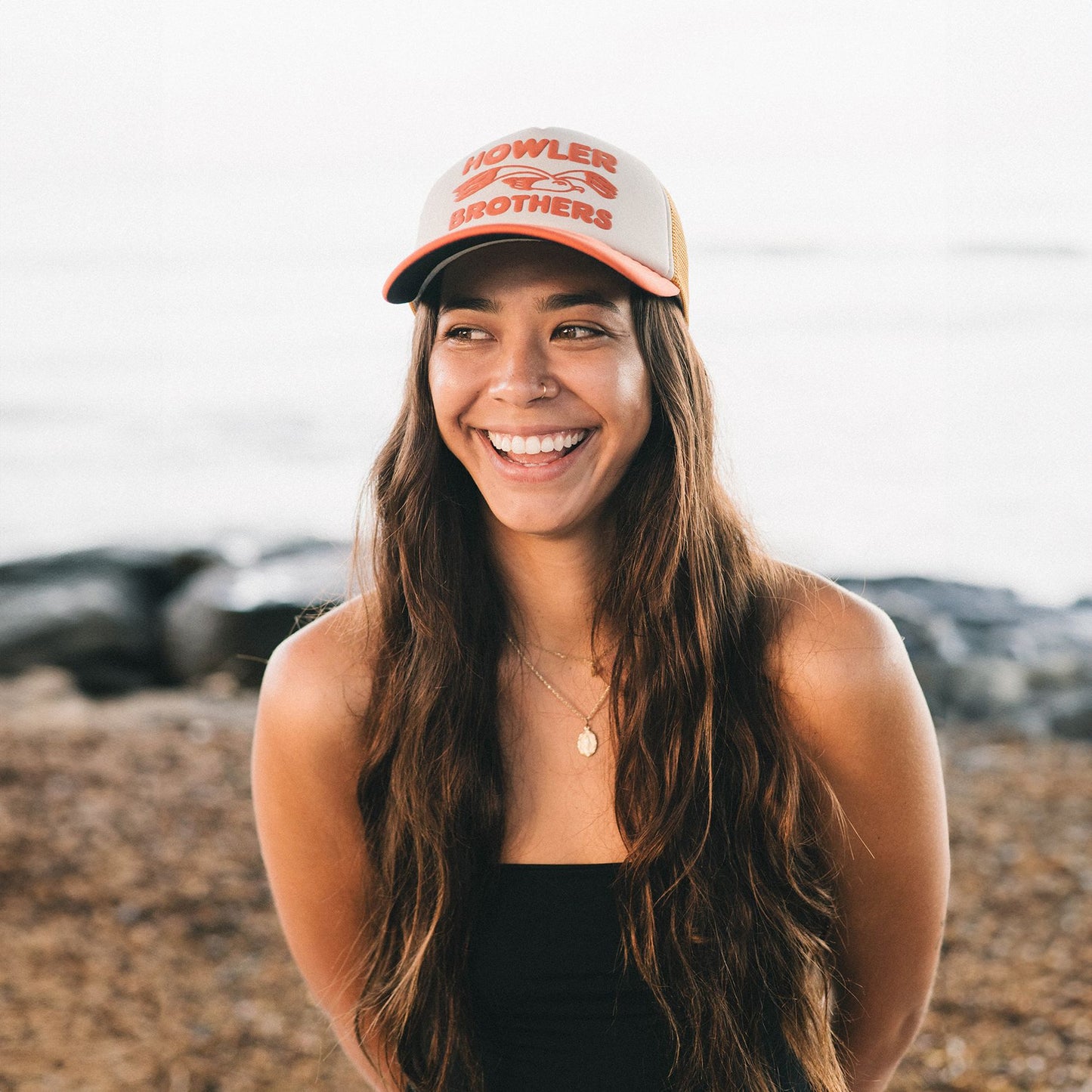 Lone Gull Foam Dome Snapback- Bold Orange