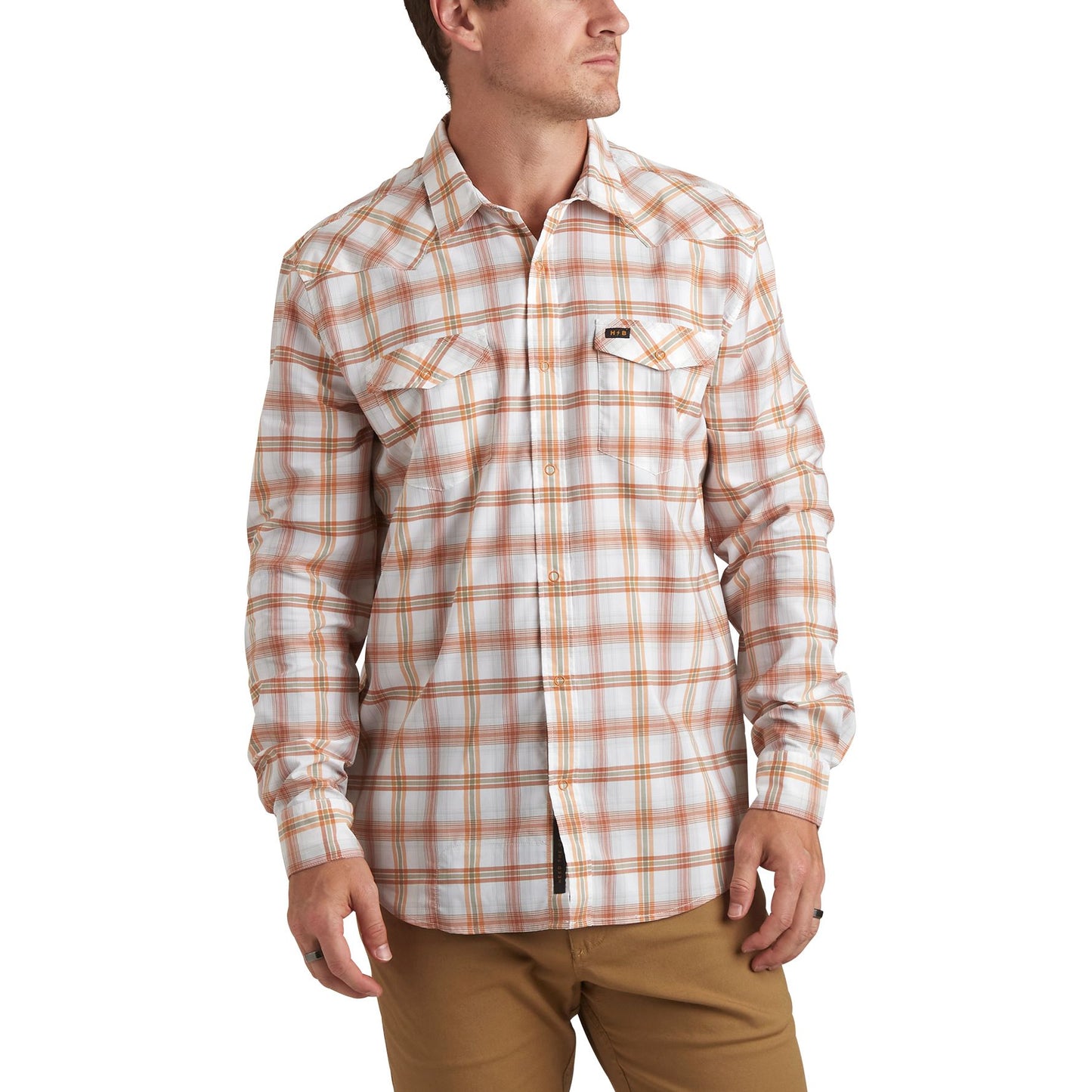 H Bar B Tech Longsleeve: Leon Plaid- Clay